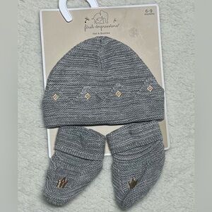 First Impressions Gray Knit Hat and Booties Set